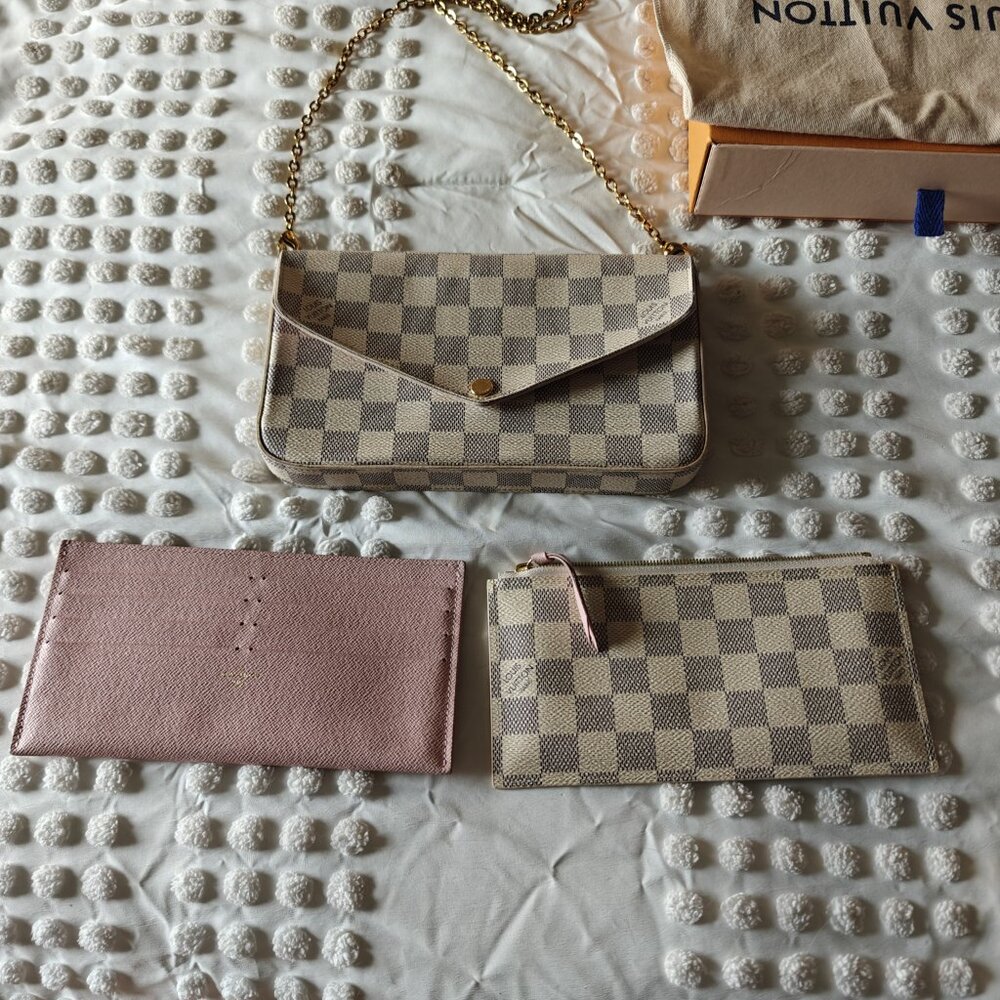 Louis Vuitton Félicie Pochette Damier Azur Cross Body AUTHENTIC